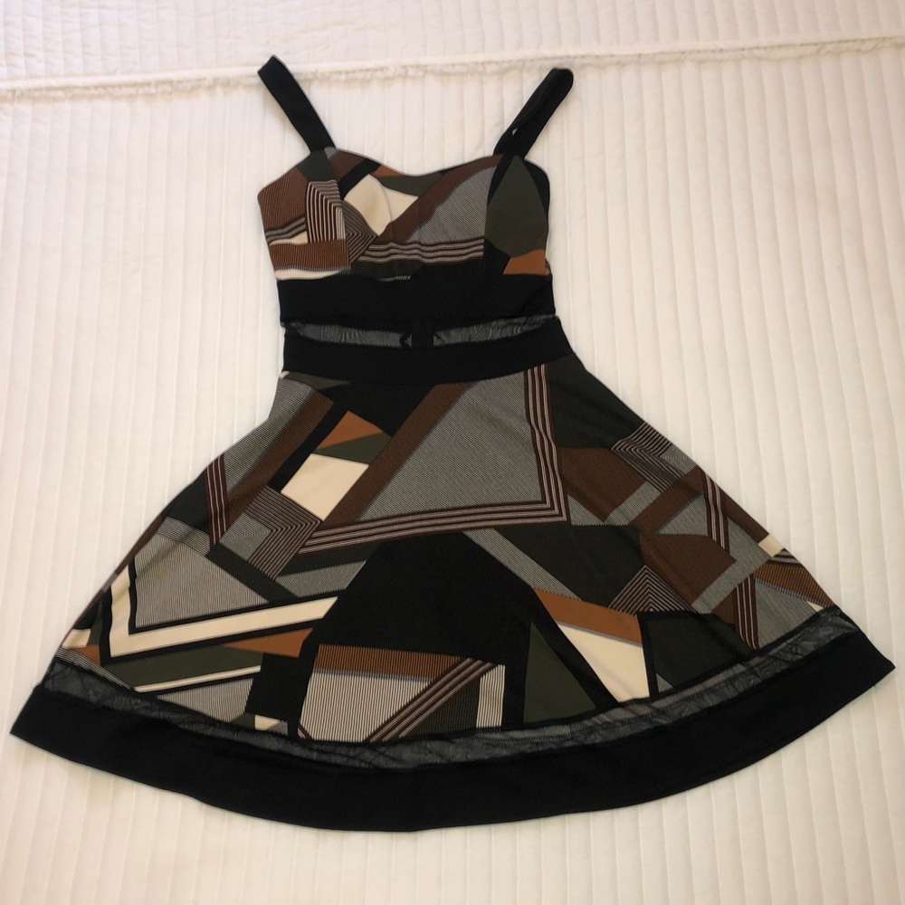 Earth-toned Sleeveless High-Waisted Swing Dress